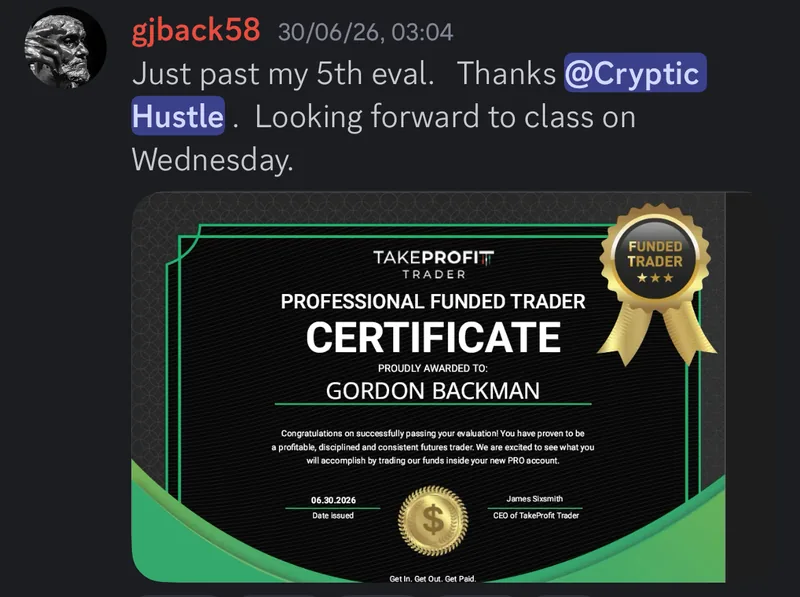 A member's message with a certificate