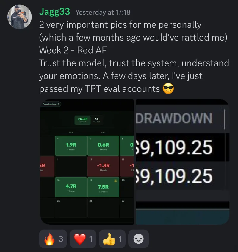 A member's message with a trade chart