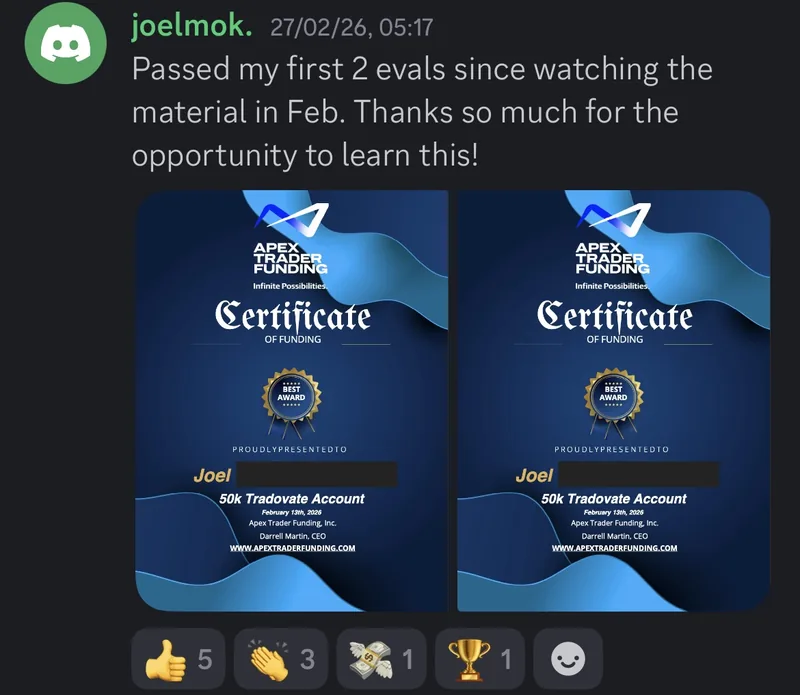 A member's message with a certificate