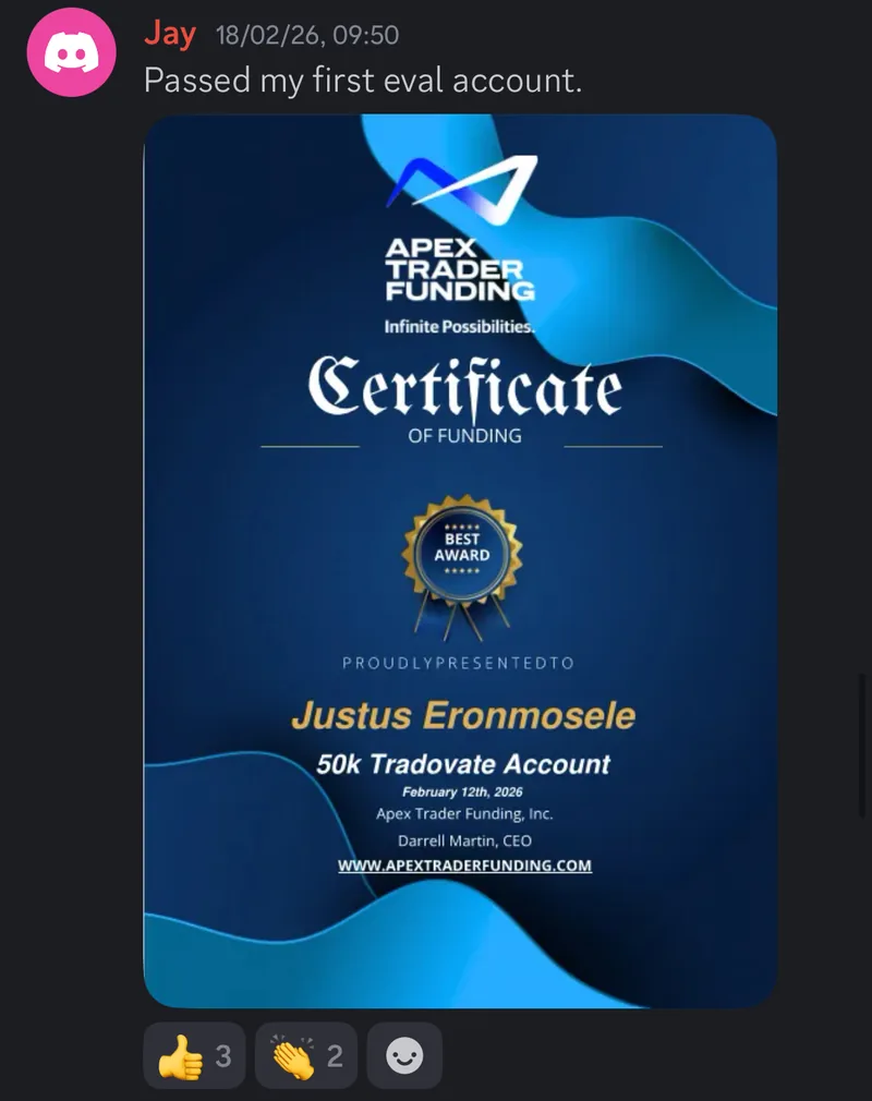 A member's message with a certificate