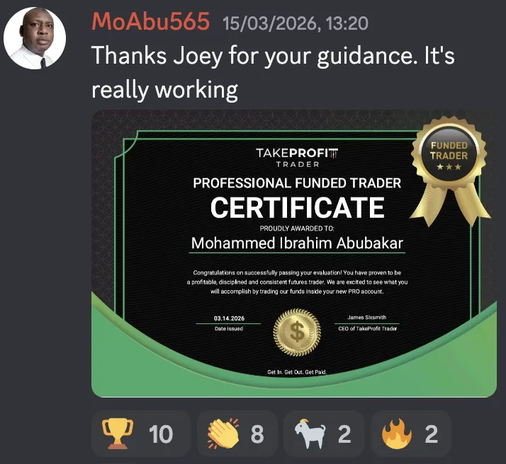A member's message with a certificate