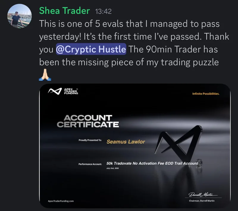A member's message with a certificate