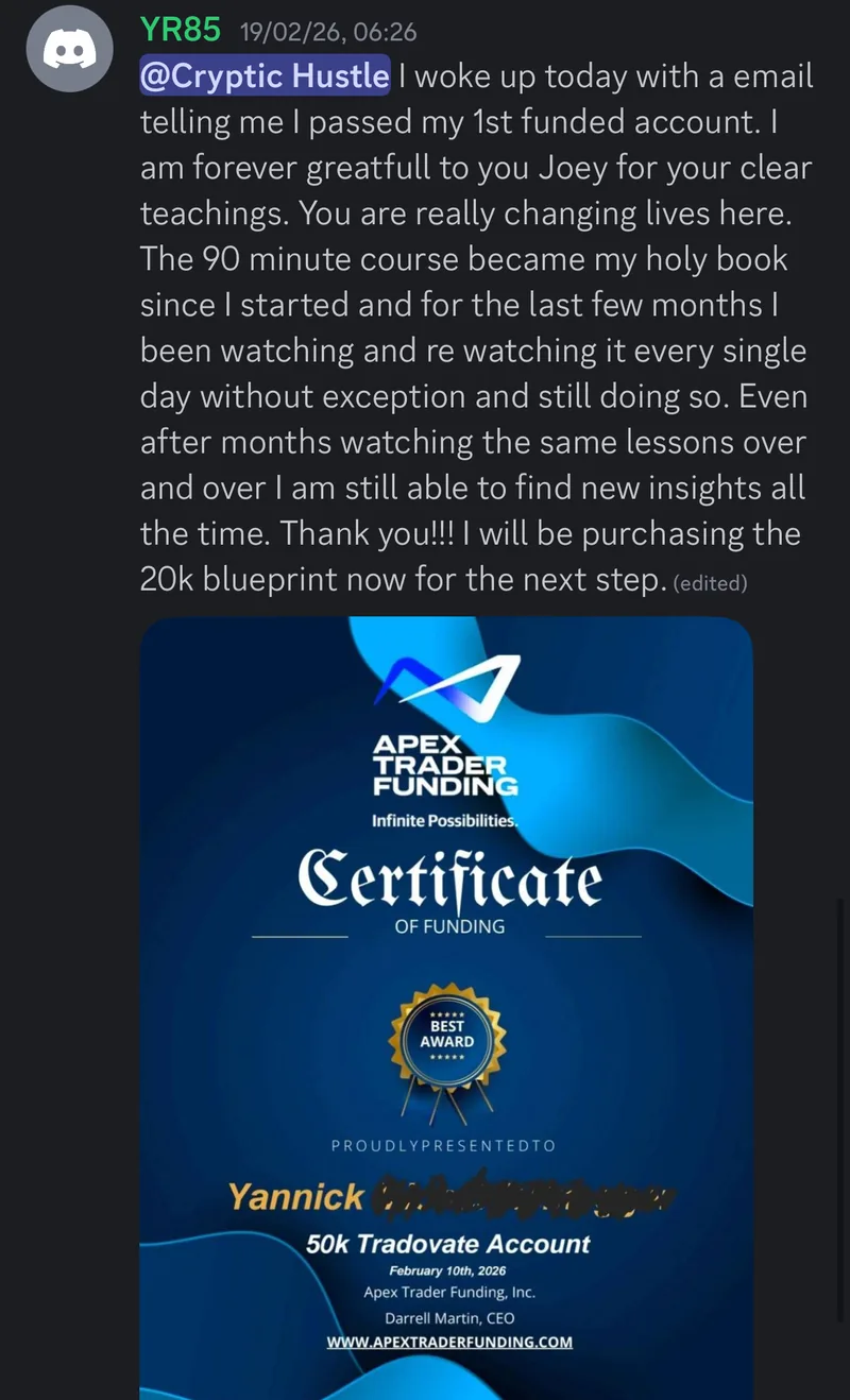 A member's message with a certificate
