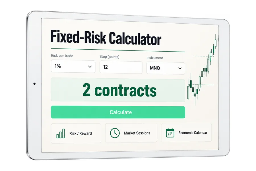 The risk calculator and tools on a tablet